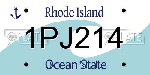 1PJ214 Rhode Island License Plate