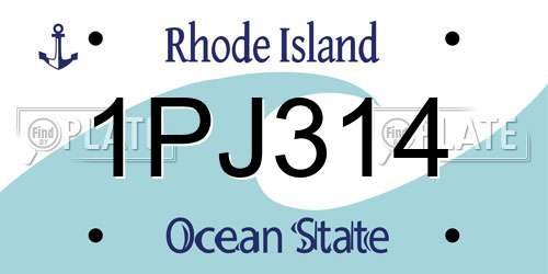 1PJ314 Rhode Island License Plate