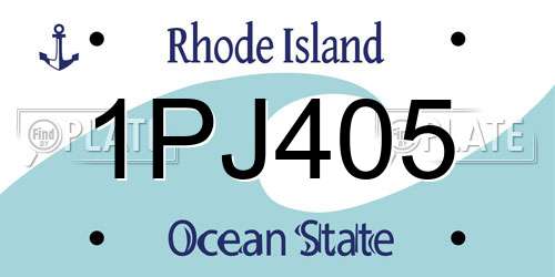 1PJ405 Rhode Island License Plate