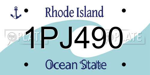 1PJ490 Rhode Island License Plate
