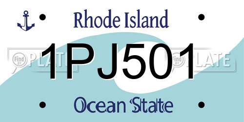 1PJ501 Rhode Island License Plate