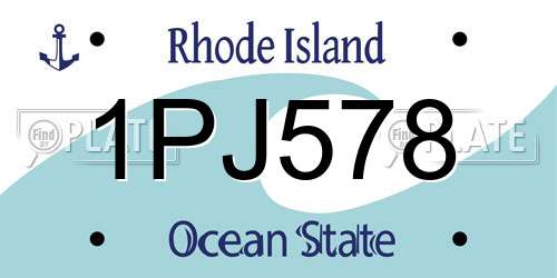 1PJ578 Rhode Island License Plate