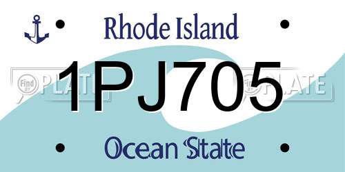 1PJ705 Rhode Island License Plate