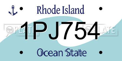 1PJ754 Rhode Island License Plate