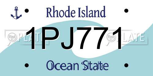 1PJ771 Rhode Island License Plate
