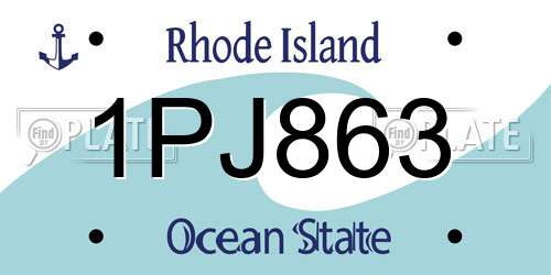 1PJ863 Rhode Island License Plate