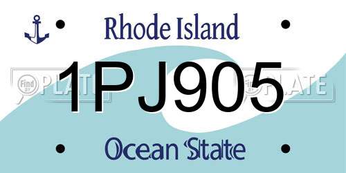 1PJ905 Rhode Island License Plate