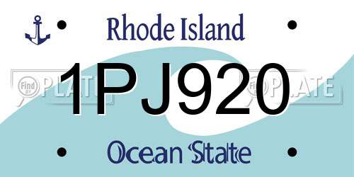 1PJ920 Rhode Island License Plate