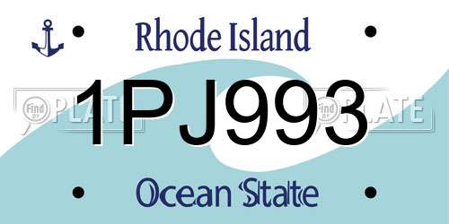 1PJ993 Rhode Island License Plate