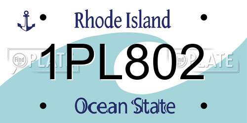 1PL802 Rhode Island License Plate