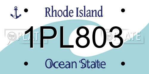 1PL803 Rhode Island License Plate