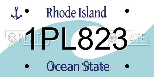 1PL823 Rhode Island License Plate