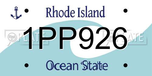 1PP926 Rhode Island License Plate