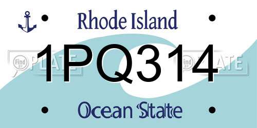 1PQ314 Rhode Island License Plate
