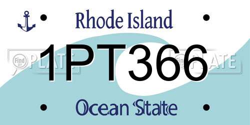 1PT366 Rhode Island License Plate