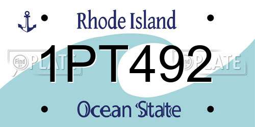 1PT492 Rhode Island License Plate