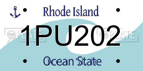 1PU202 Rhode Island License Plate