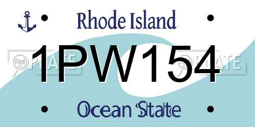 1PW154 Rhode Island License Plate