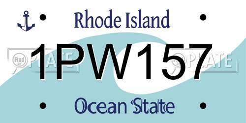 1PW157 Rhode Island License Plate