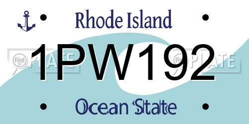 1PW192 Rhode Island License Plate