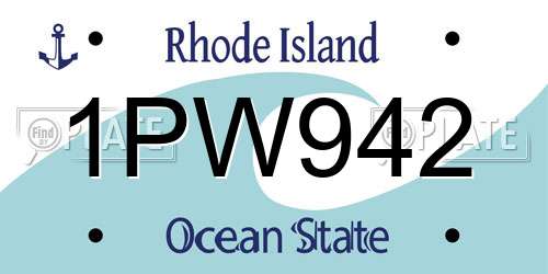 1PW942 Rhode Island License Plate