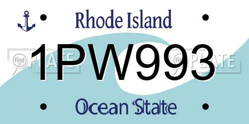 1PW993 Rhode Island License Plate