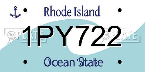 1PY722 Rhode Island License Plate
