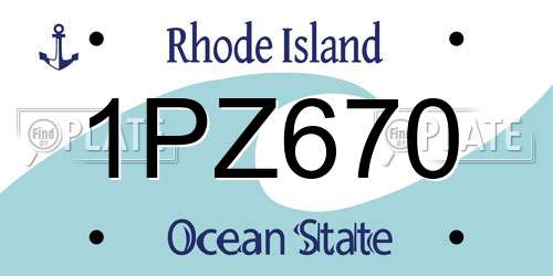 1PZ670 Rhode Island License Plate