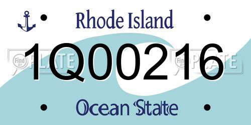 1Q00216 Rhode Island License Plate