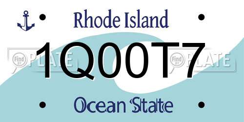 1Q00T7 Rhode Island License Plate