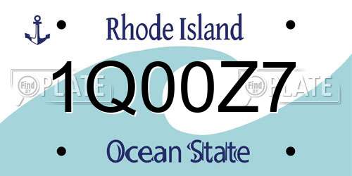 1Q00Z7 Rhode Island License Plate