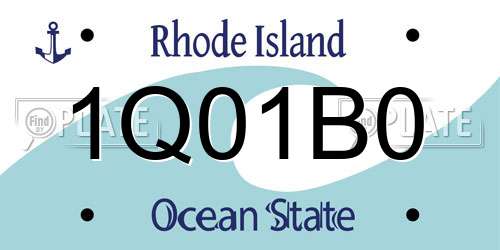 1Q01B0 Rhode Island License Plate