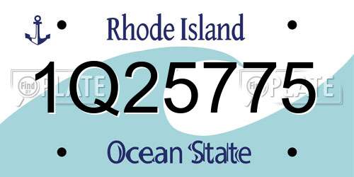 1Q25775 Rhode Island License Plate
