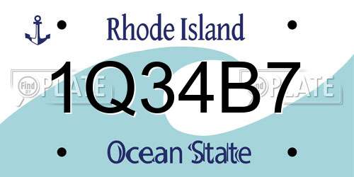 1Q34B7 Rhode Island License Plate