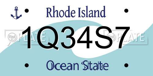 1Q34S7 Rhode Island License Plate