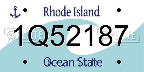 1Q52187 Rhode Island License Plate