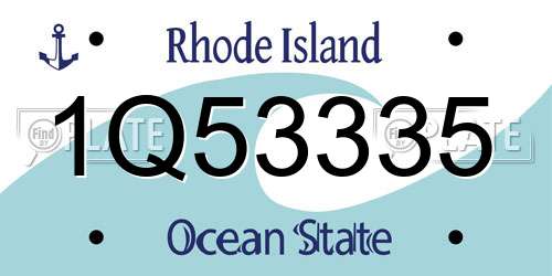 1Q53335 Rhode Island License Plate