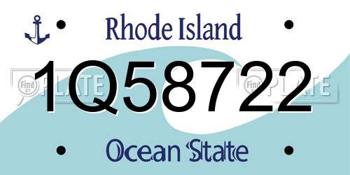 1Q58722 Rhode Island License Plate
