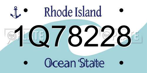 1Q78228 Rhode Island License Plate