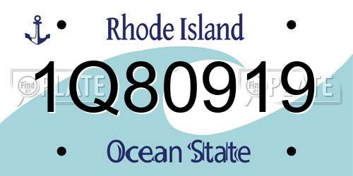 1Q80919 Rhode Island License Plate