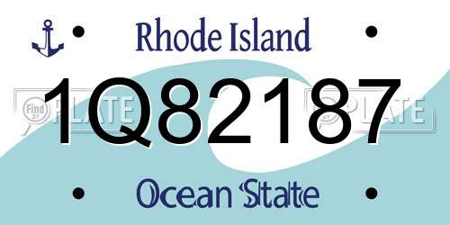 1Q82187 Rhode Island License Plate