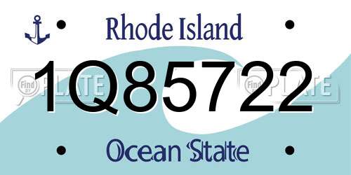 1Q85722 Rhode Island License Plate
