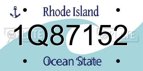 1Q87152 Rhode Island License Plate