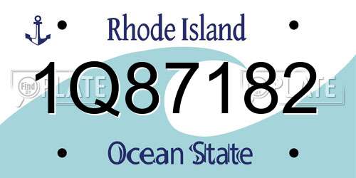 1Q87182 Rhode Island License Plate