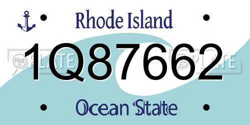 1Q87662 Rhode Island License Plate