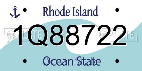 1Q88722 Rhode Island License Plate