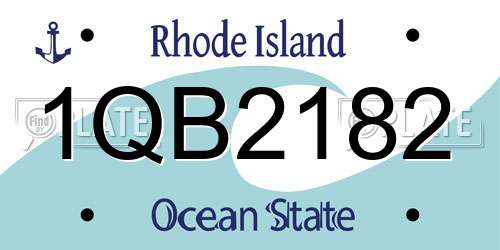 1QB2182 Rhode Island License Plate