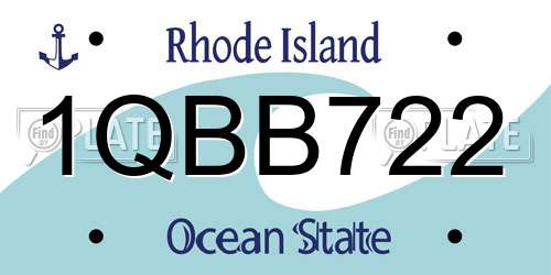 1QBB722 Rhode Island License Plate