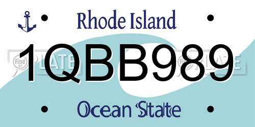 1QBB989 Rhode Island License Plate