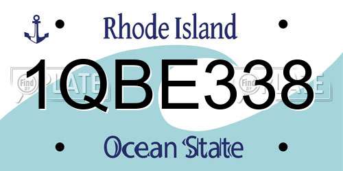 1QBE338 Rhode Island License Plate